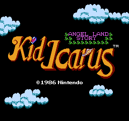 Kid Icarus title screen for NES